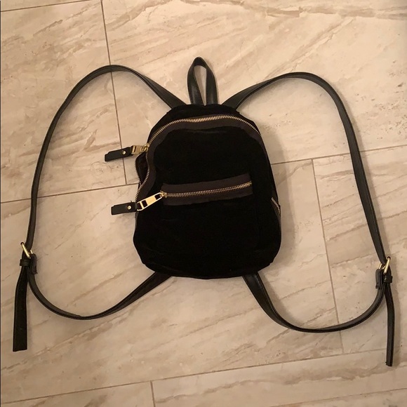 Madden Girl Handbags - 🔳Worn Once! Black Velvet and Gold Mini Backpack🔳 Madden Girl Handbags - 🔳Worn Once! Black Velvet and Gold Mini Backpack🔳